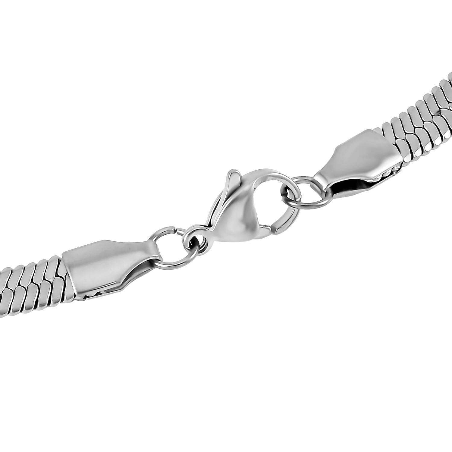 Set of 3 Herringbone Chain Bracelet (7.5In), Hoop Earrings and Necklace 20 Inches in Stainless Steel