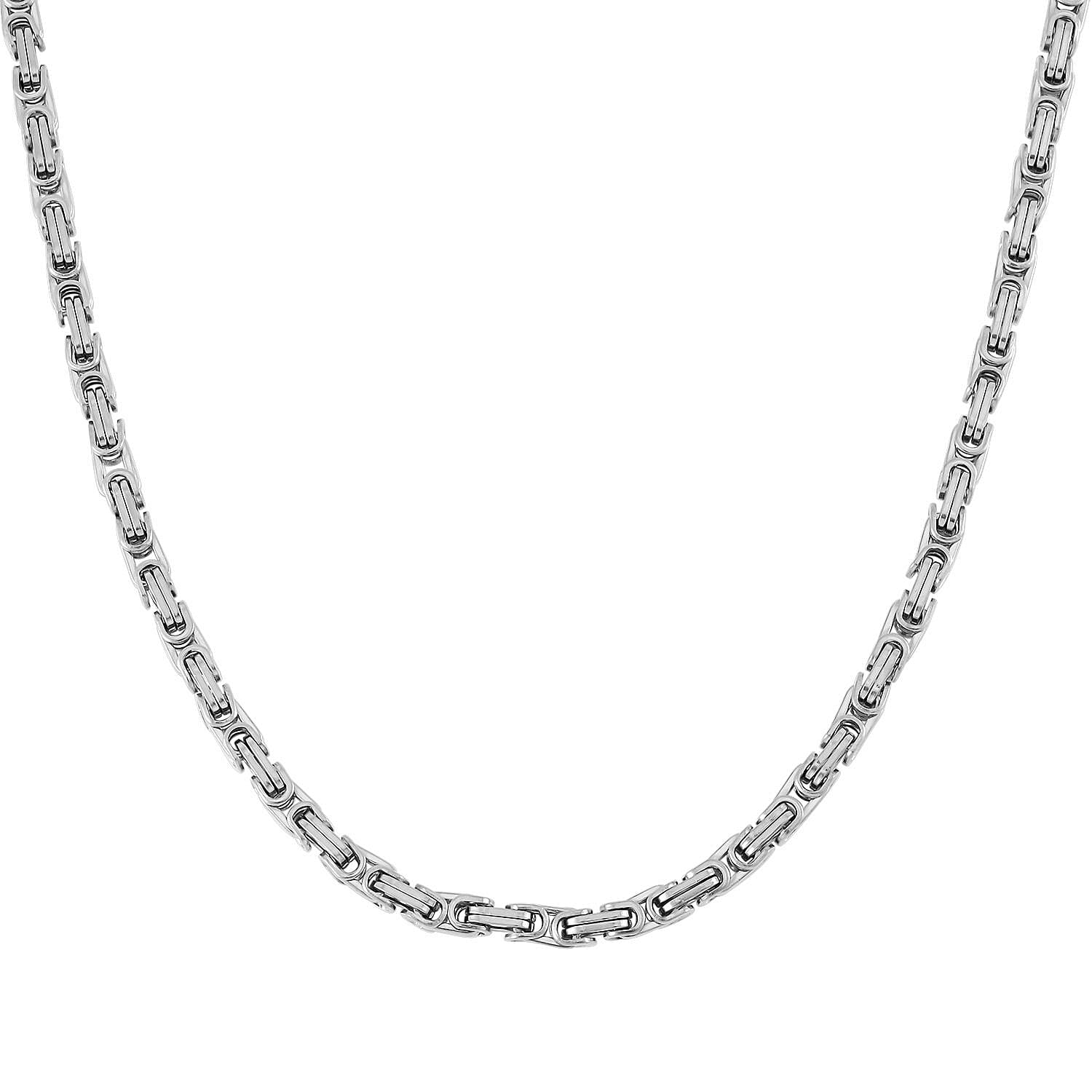 Set of 3 Byzantine Chain Bracelet (7.5In), Hoop Earrings and Necklace 20 Inches in Stainless Steel