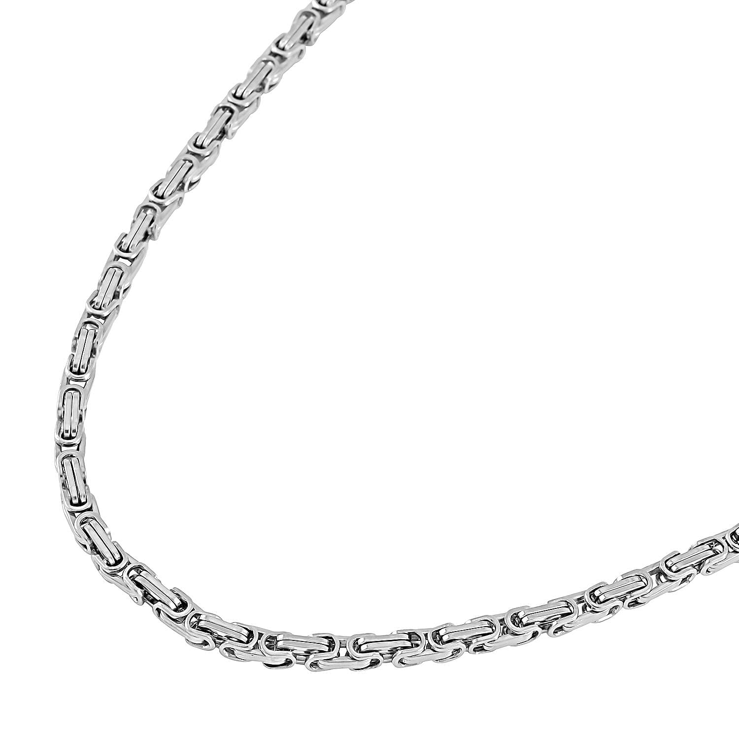 Set of 3 Byzantine Chain Bracelet (7.5In), Hoop Earrings and Necklace 20 Inches in Stainless Steel