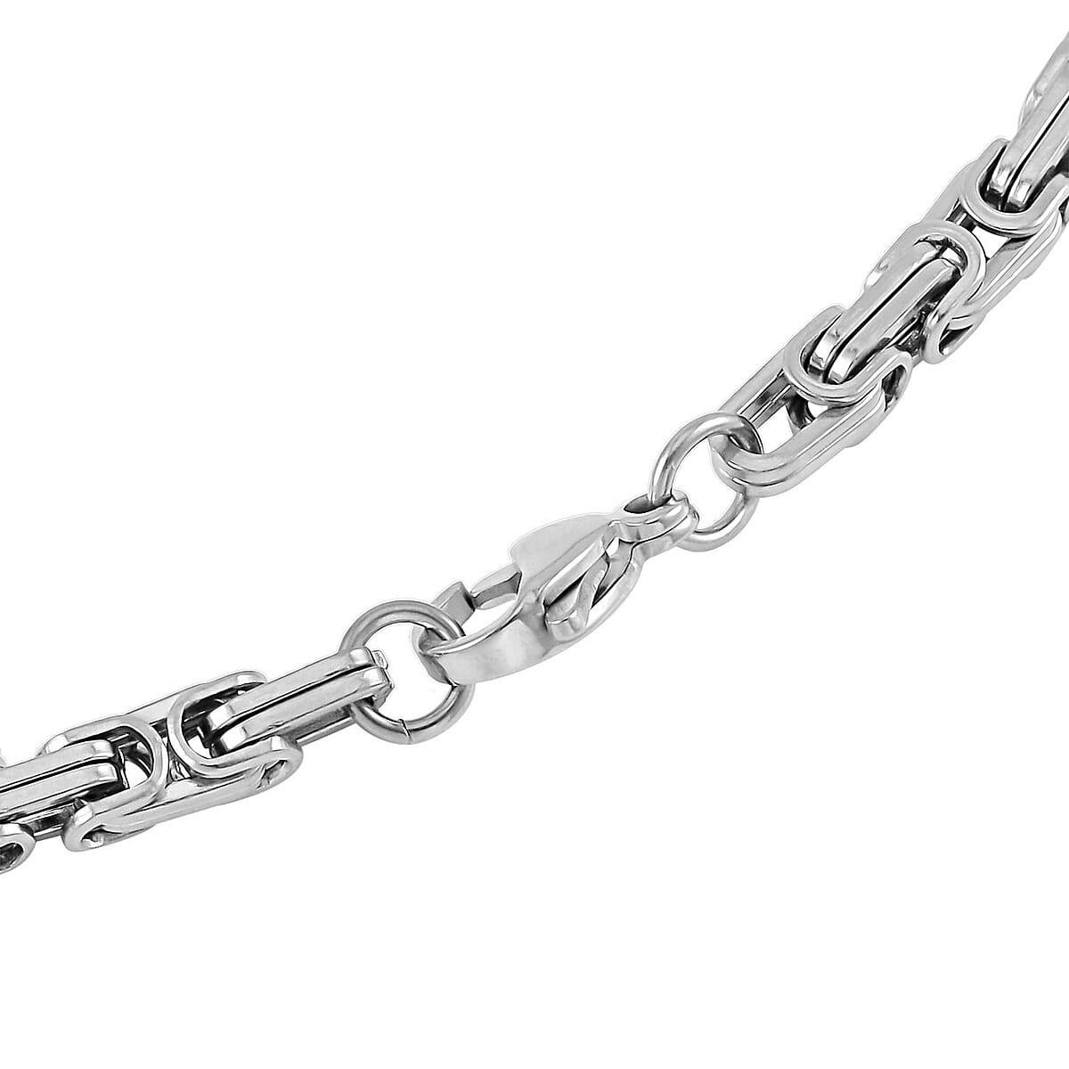 Set of 3 Byzantine Chain Bracelet (7.5In), Hoop Earrings and Necklace 20 Inches in Stainless Steel image number 4