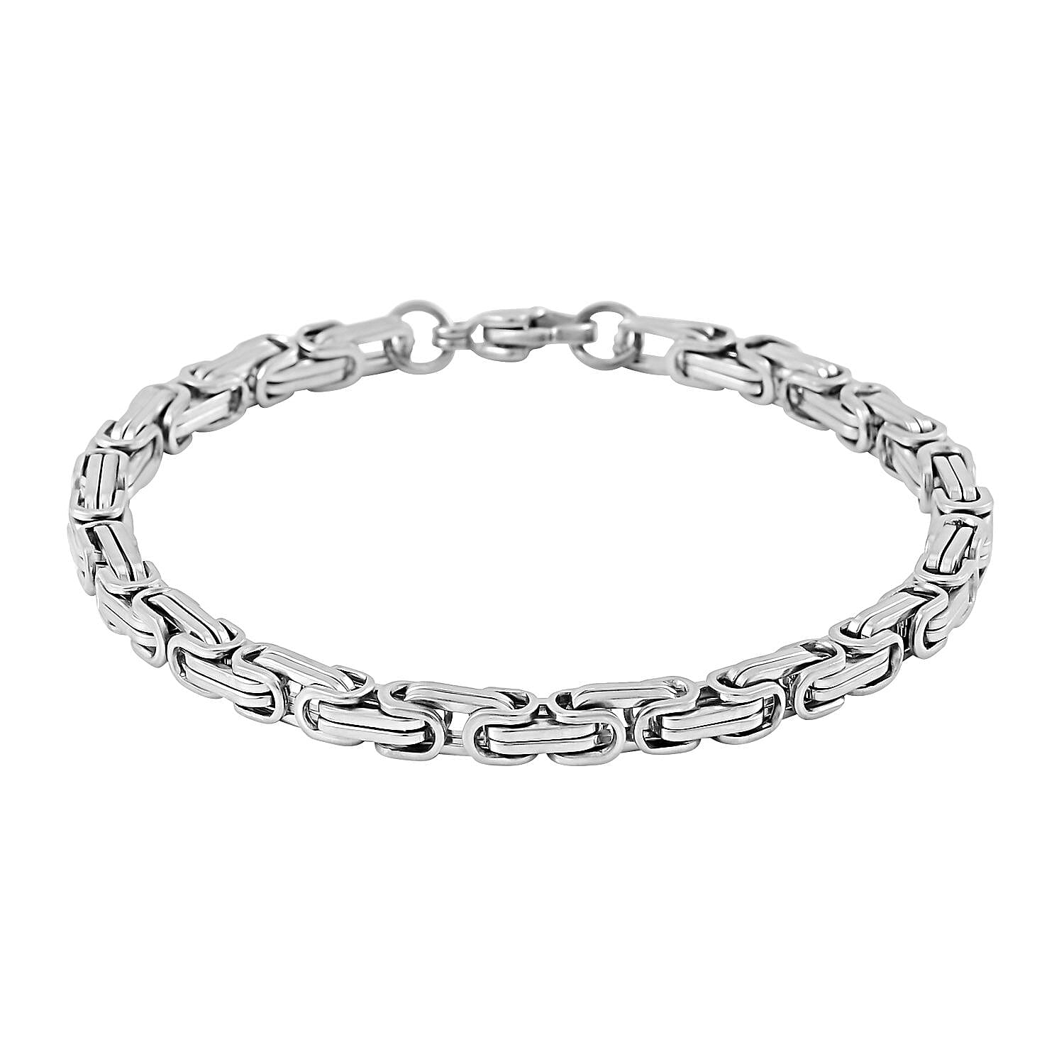 Set of 3 Byzantine Chain Bracelet (7.5In), Hoop Earrings and Necklace 20 Inches in Stainless Steel