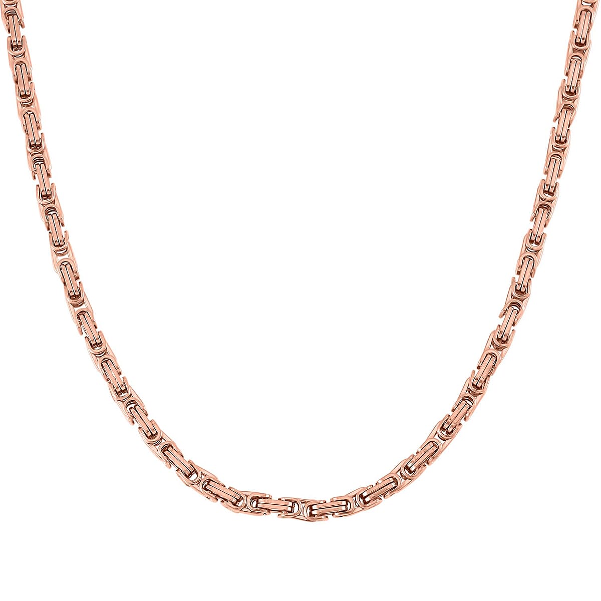 Set of 3 Byzantine Chain Bracelet (7.5In), Hoop Earrings and Necklace 20 Inches in ION Plated RG Stainless Steel image number 2