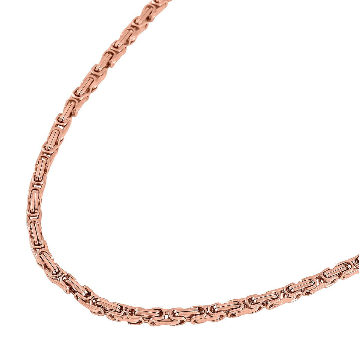 Set of 3 Byzantine Chain Bracelet (7.5In), Hoop Earrings and Necklace 20 Inches in ION Plated RG Stainless Steel image number 3