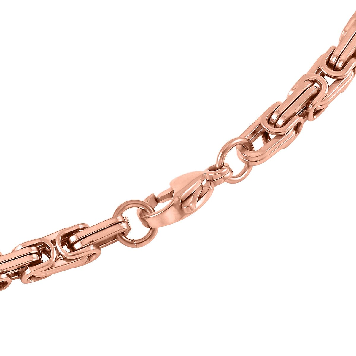 Set of 3 Byzantine Chain Bracelet (7.5In), Hoop Earrings and Necklace 20 Inches in ION Plated RG Stainless Steel image number 4