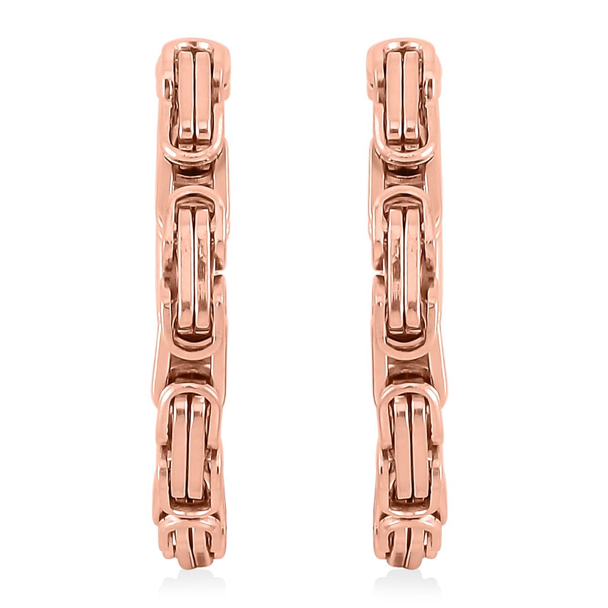 Set of 3 Byzantine Chain Bracelet (7.5In), Hoop Earrings and Necklace 20 Inches in ION Plated RG Stainless Steel image number 6