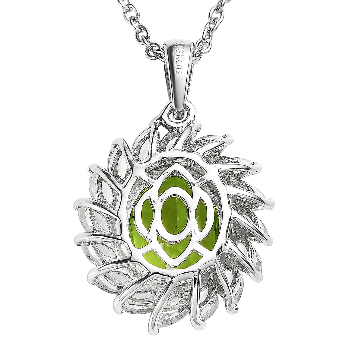 Chartreuse Quartz, White Topaz Pendant Necklace (20 Inches) in Platinum Over Stainless Steel 5.25 ctw , Tarnish-Free, Waterproof, Sweat Proof Jewelry image number 4