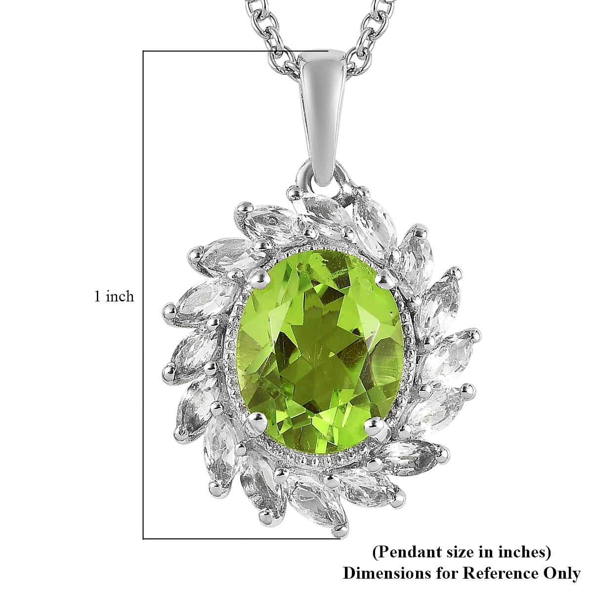 Chartreuse Quartz, White Topaz Pendant Necklace (20 Inches) in Platinum Over Stainless Steel 5.25 ctw , Tarnish-Free, Waterproof, Sweat Proof Jewelry image number 6