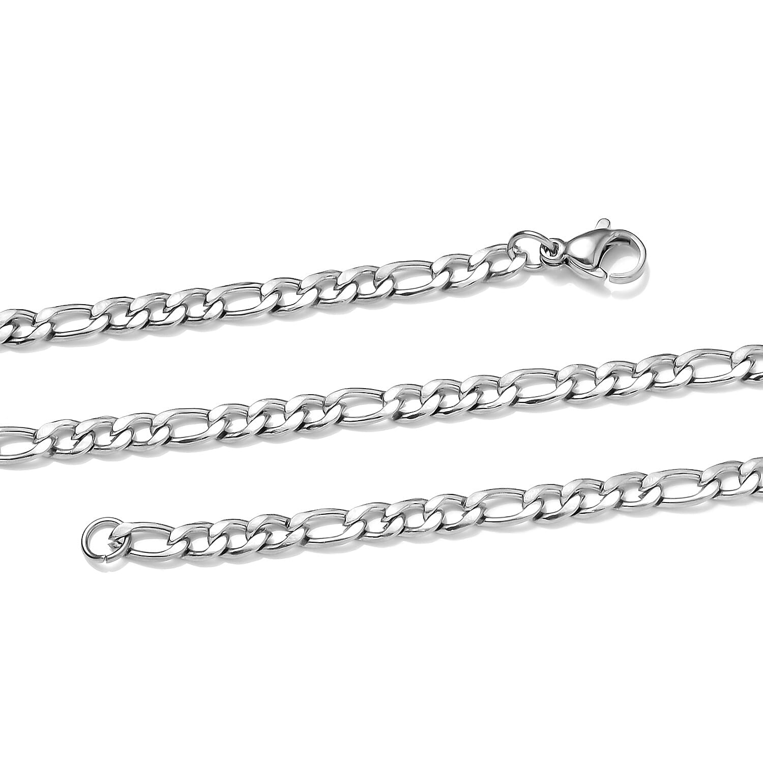 Ankur Treasure Chest Set of 7, Figaro, Paper Clip and Cable Chain 3pcs Necklace 20 Inches, 3pcs Bracelet (7.5-8.0In) and 1pc Magnetic Lock in Stainless Steel