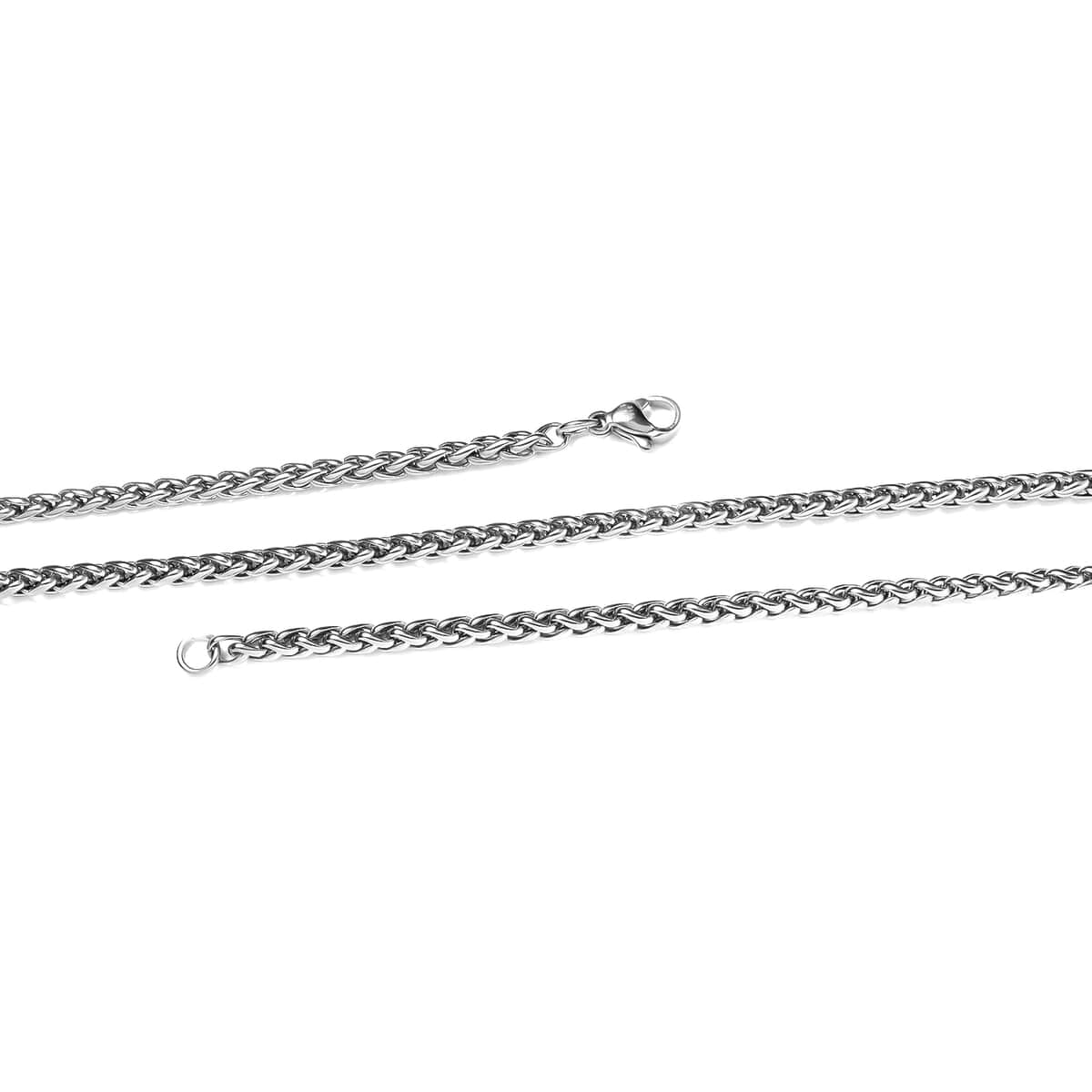 Set of 7, Beads, Wheat and Long Short Link Chain 3pcs Necklace 20 Inches, 3pcs Bracelet (7.5-8.0In) and 1pc Magnetic Lock in Stainless Steel image number 2