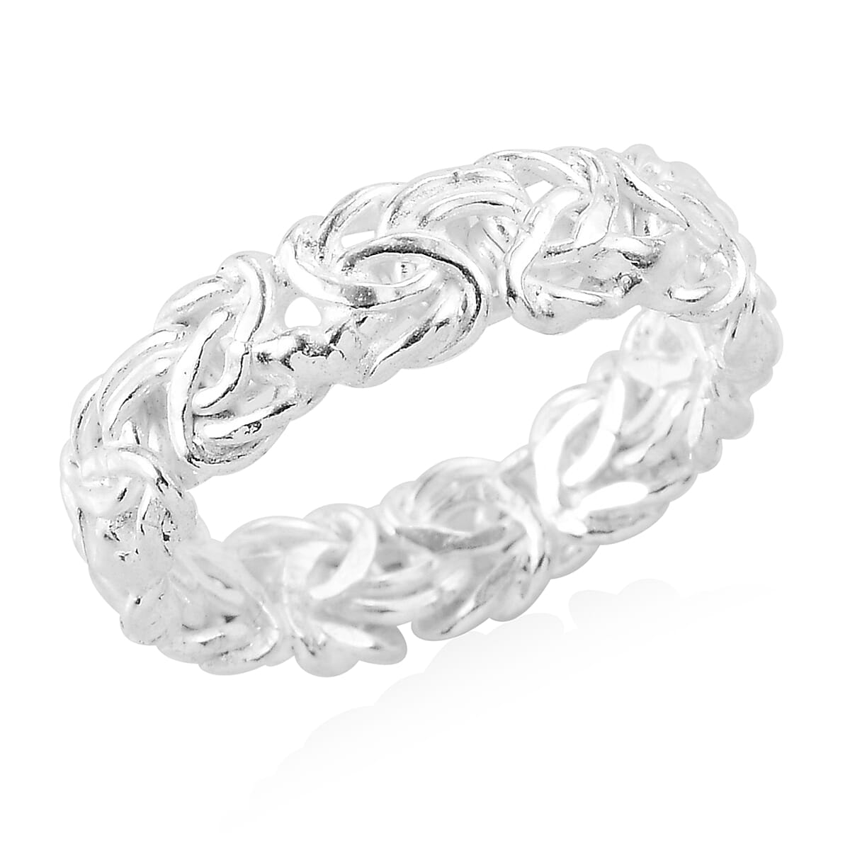 TLV Bali Legacy Sterling Silver Byzantine Hoop Earrings, Ring (Size 5) and Pendant (15.40 g) image number 3