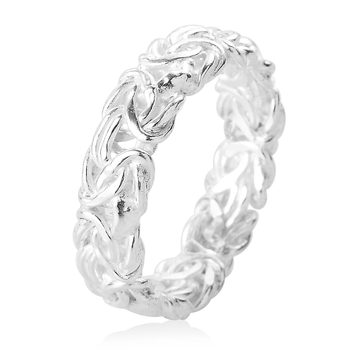 TLV Bali Legacy Sterling Silver Byzantine Hoop Earrings, Ring (Size 5) and Pendant (15.40 g) image number 4