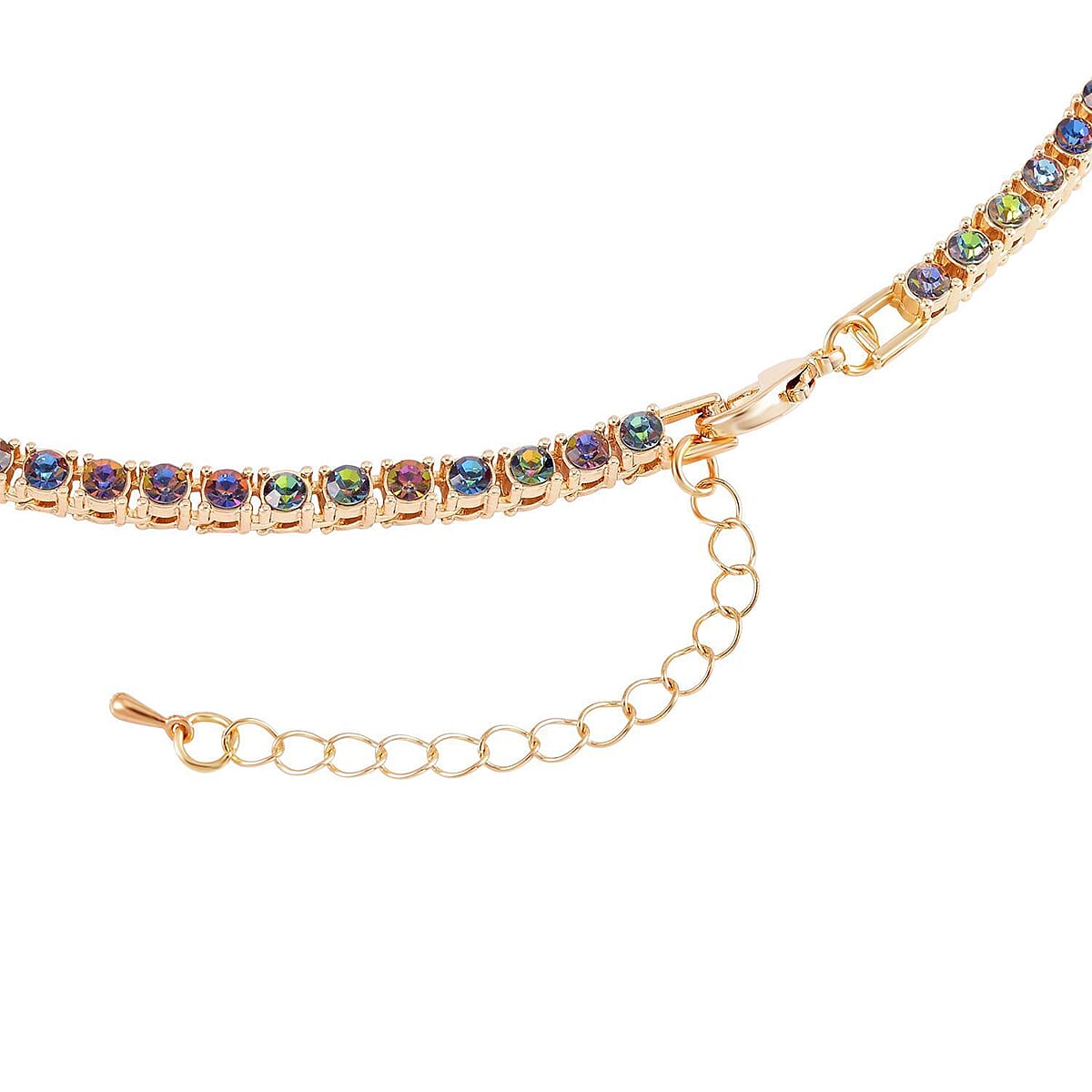 Magic Color Glass and Magic Color Austrian Crystal Glass Drop Pendant and Necklace 20.5-22.5Inches in Goldtone image number 3