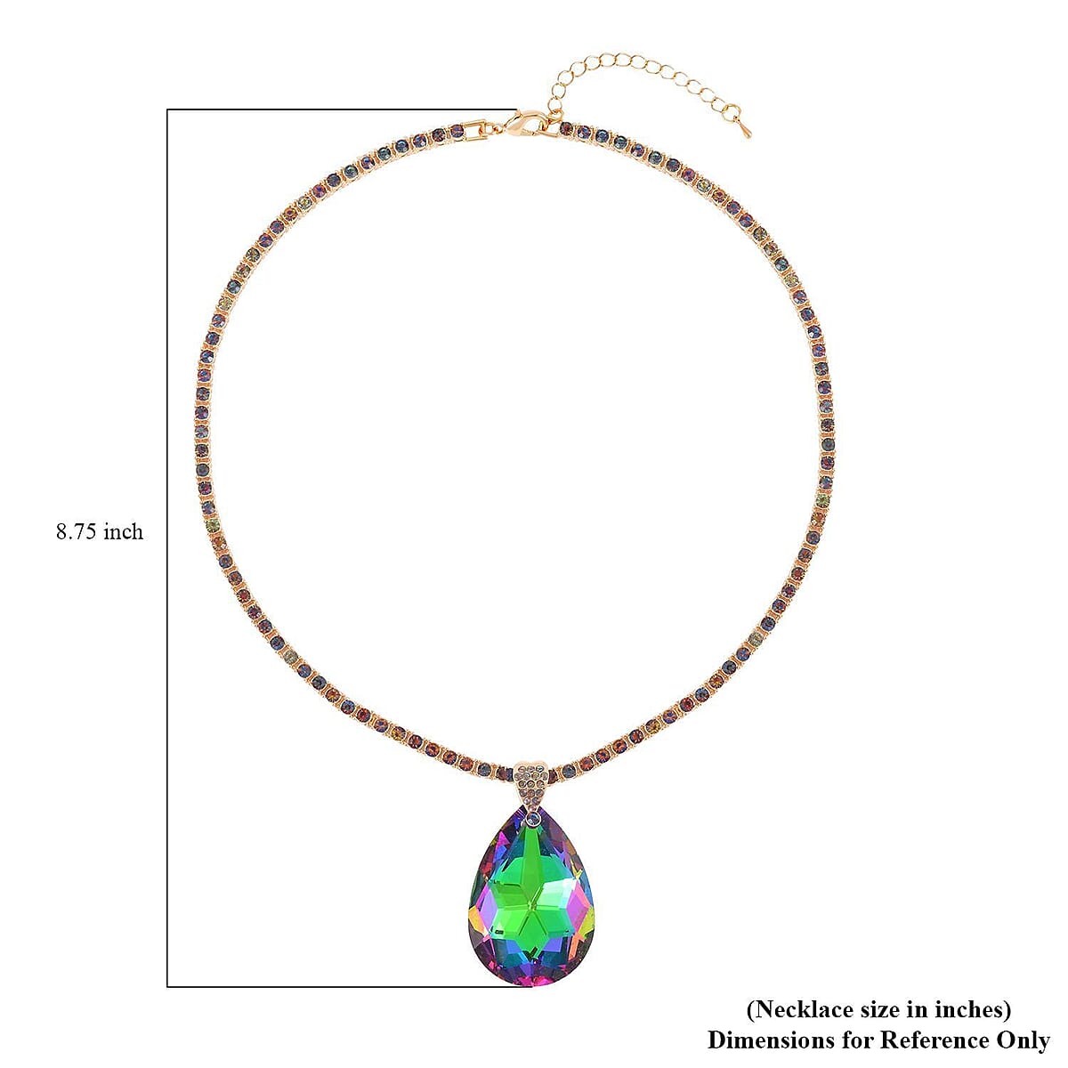 Magic Color Glass and Magic Color Austrian Crystal Glass Drop Pendant and Necklace 20.5-22.5Inches in Goldtone image number 4