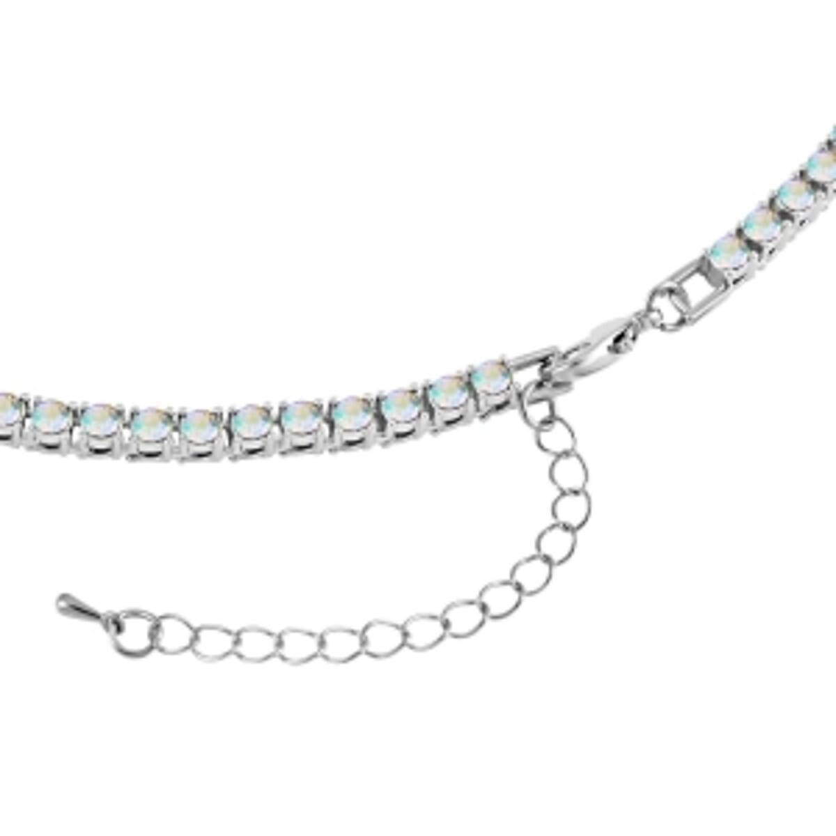 White AB color glass Necklace in Silvertone 20.5-22.5 Inches image number 3