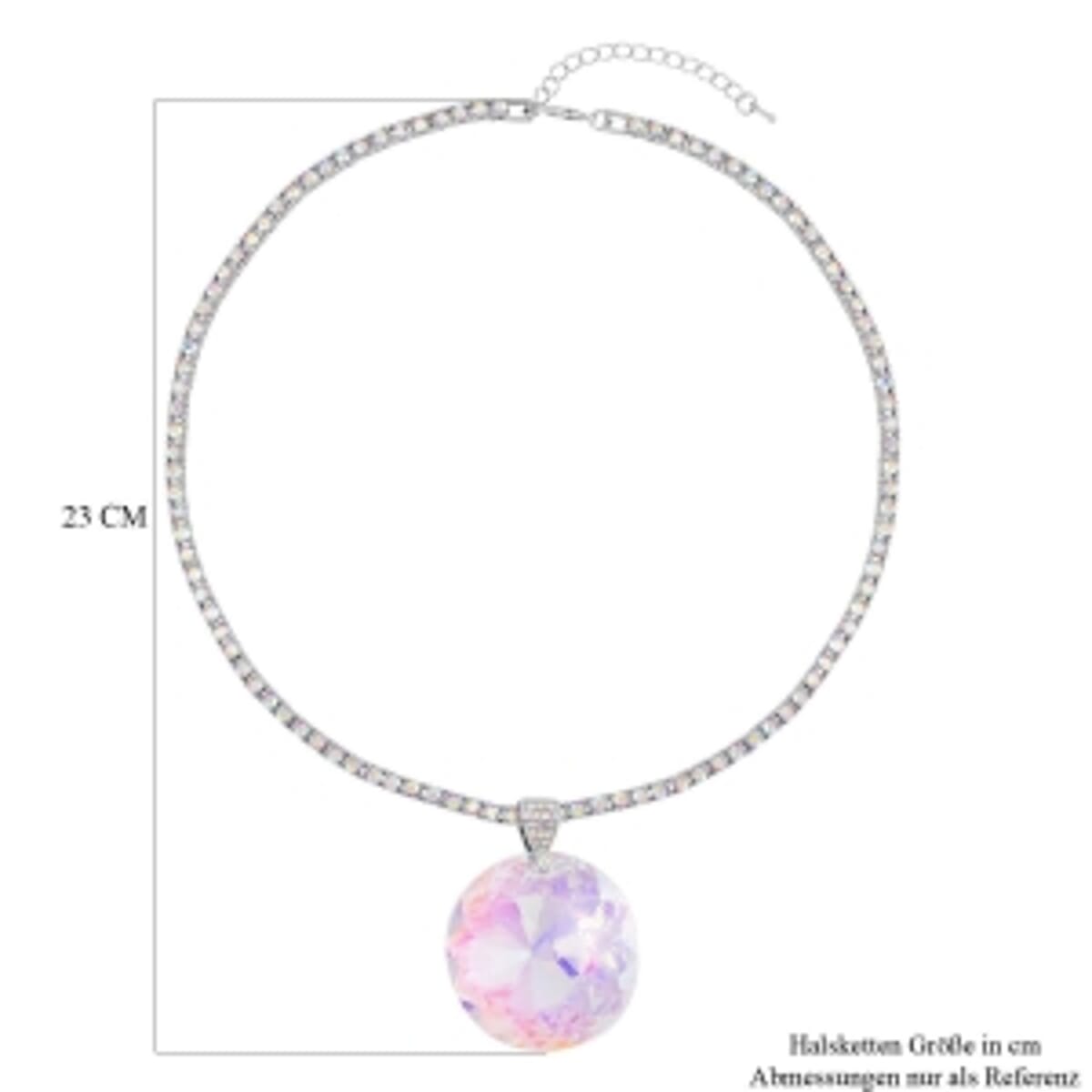 White AB color glass Necklace in Silvertone 20.5-22.5 Inches image number 4
