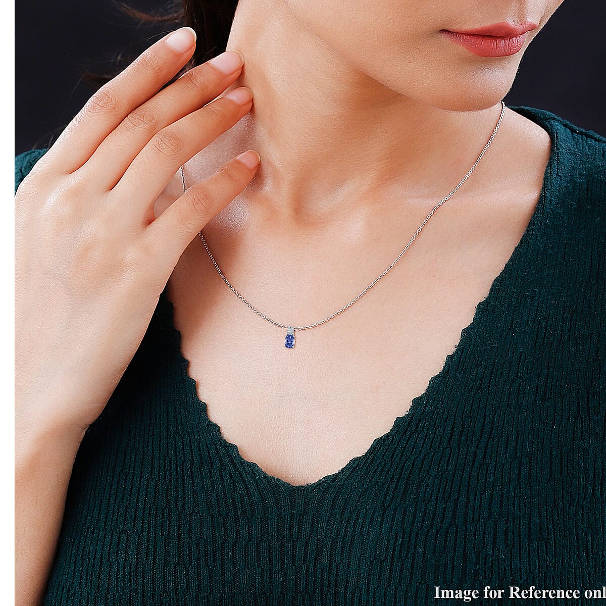 Tanzanite and Diamond Pendant Necklace 20 Inches in Platinum Over Sterling Silver 1.85 ctw image number 2