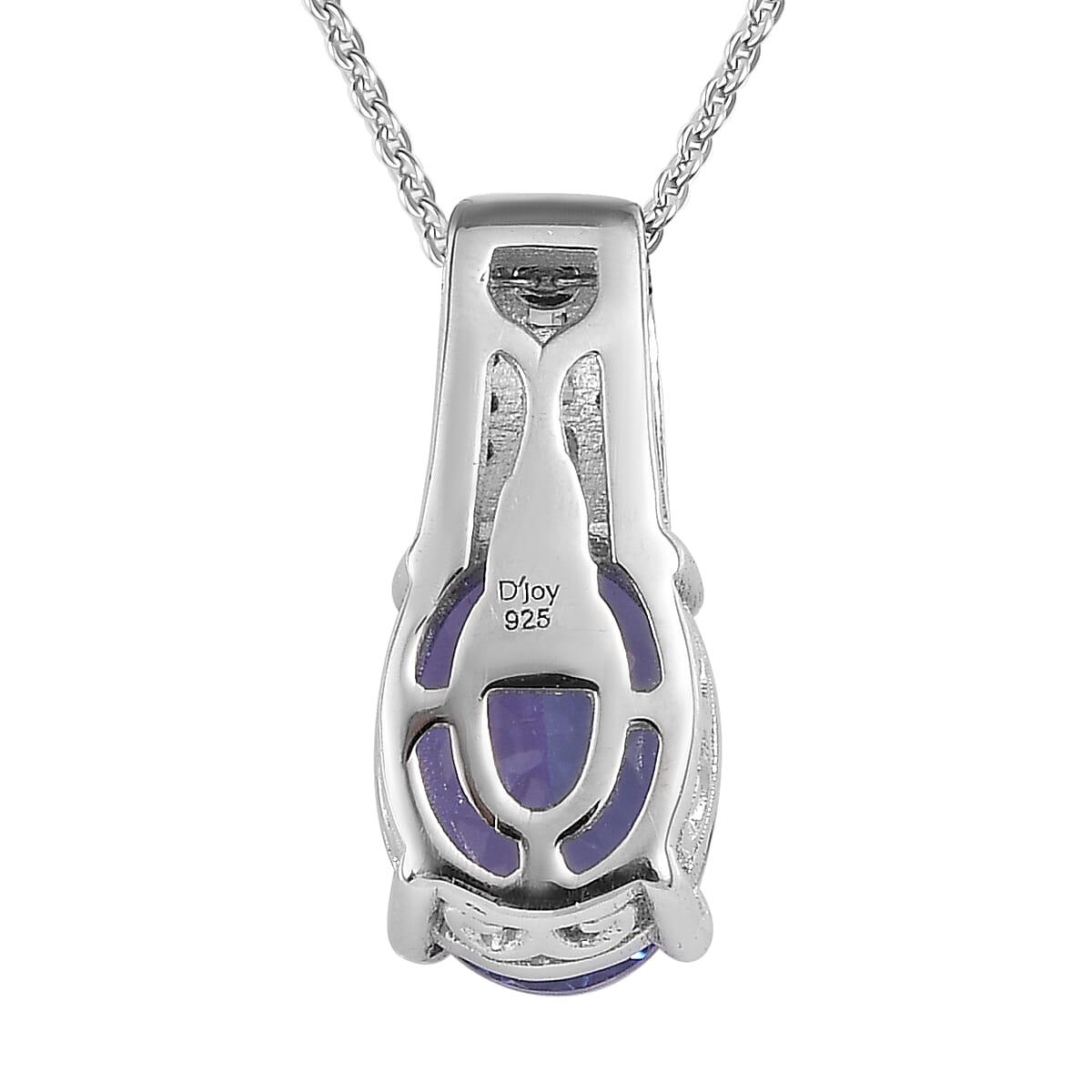 Tanzanite and Diamond Pendant Necklace 20 Inches in Platinum Over Sterling Silver 1.85 ctw image number 4
