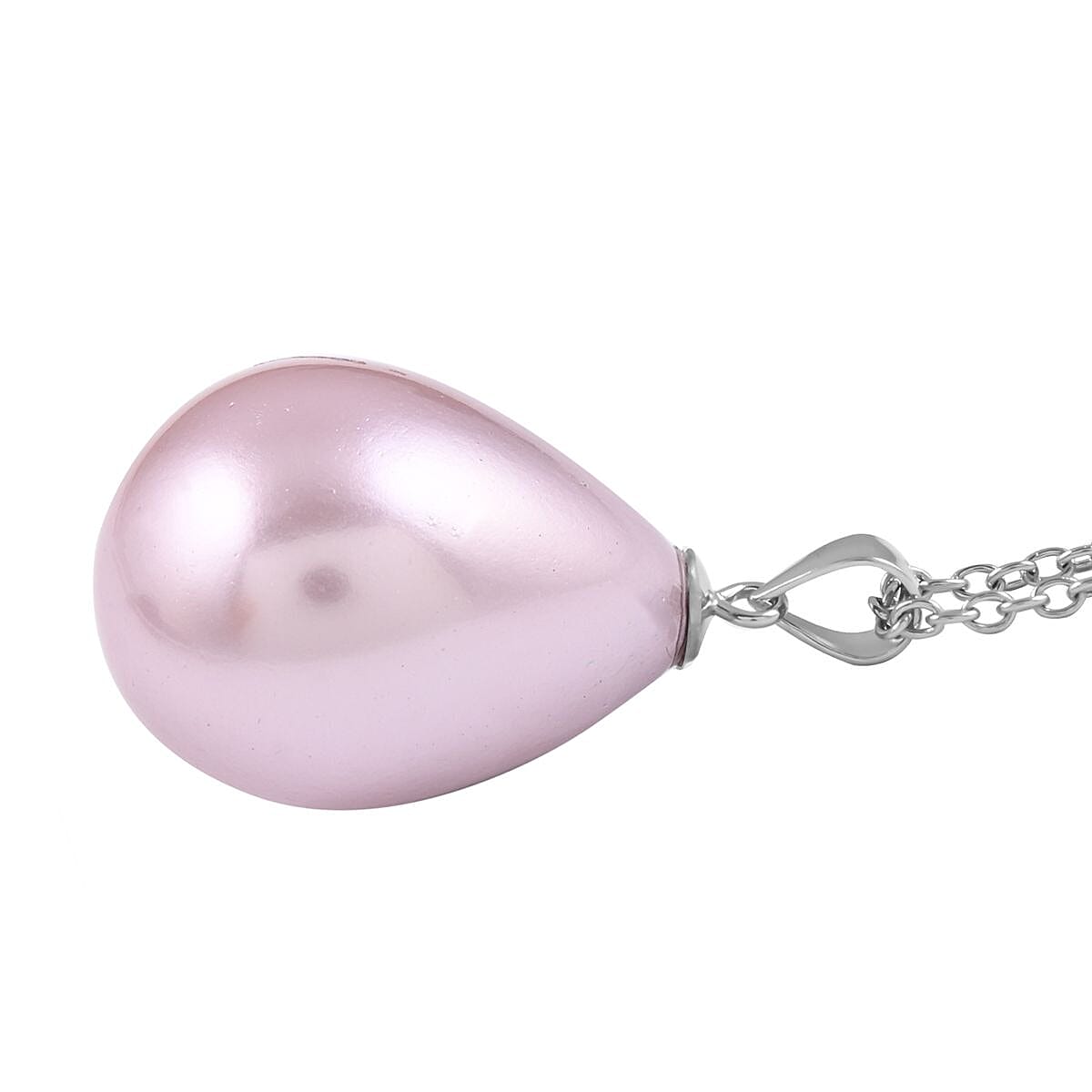 Purple Shell Pearl Pendant in Rhodium Over Sterling Silver with Stainless Steel Necklace 20 Inches image number 3