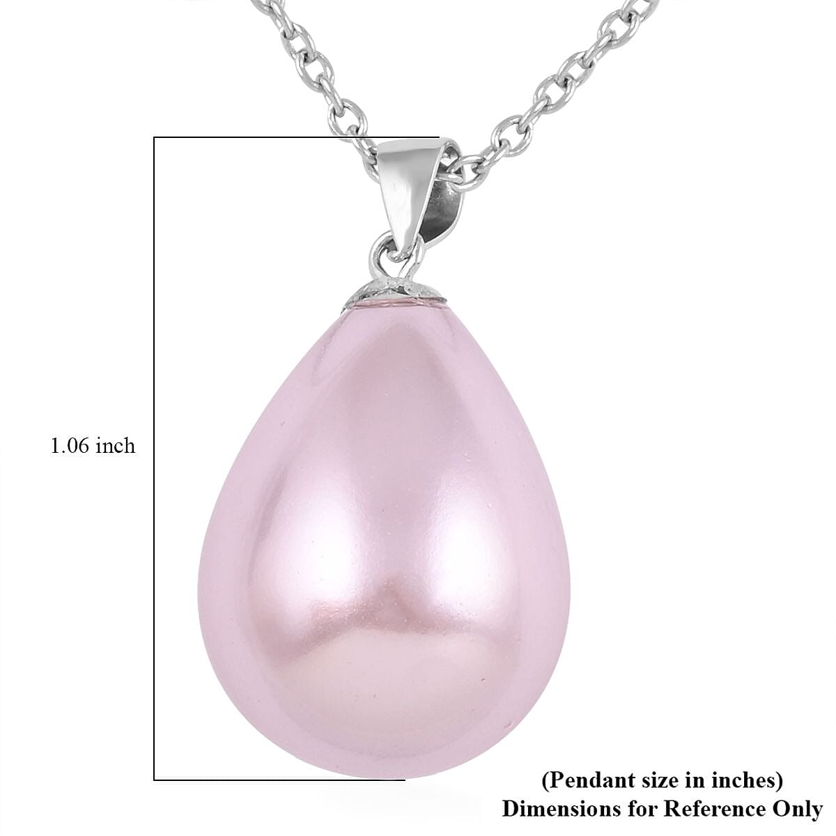 Purple Shell Pearl Pendant in Rhodium Over Sterling Silver with Stainless Steel Necklace 20 Inches image number 6