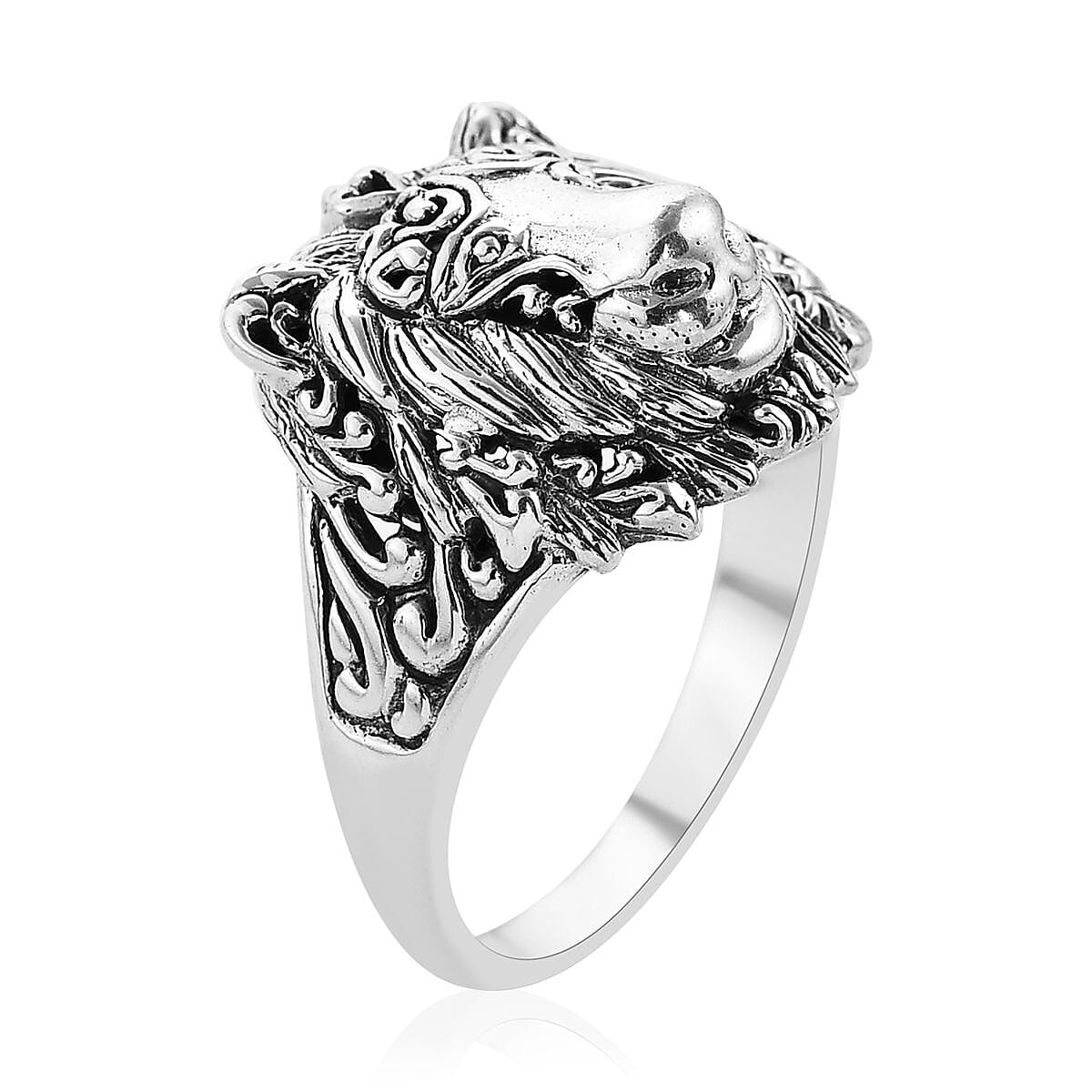Bali Legacy Sterling Silver Lion Ring (Size 5), Pendant and Earrings 22.55 Grams image number 1