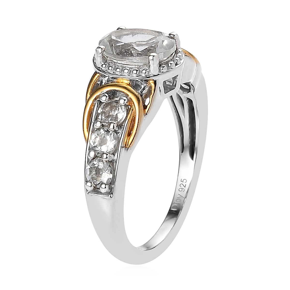 Brazilian Goshenite Ring and Pendant Necklace 20 Inches in Vermeil YG and Platinum Over Sterling Silver 7 Grams 3.00 ctw image number 4