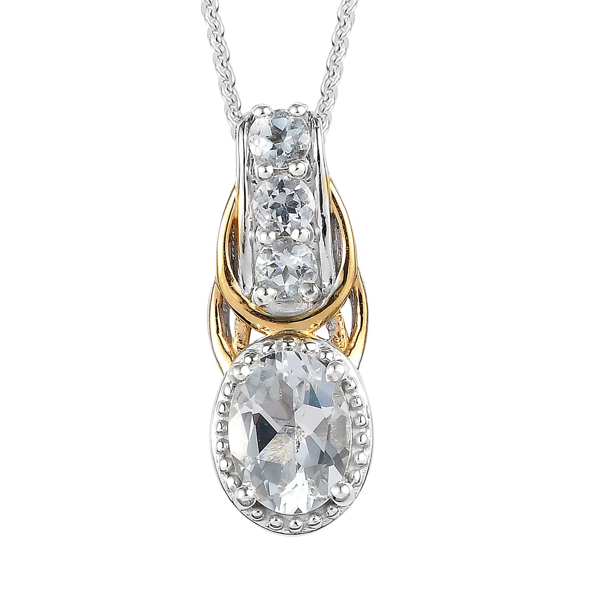 Brazilian Goshenite Ring (Size 9) and Pendant Necklace 20 Inches in Vermeil YG and Platinum Over Sterling Silver 3.00 ctw image number 6