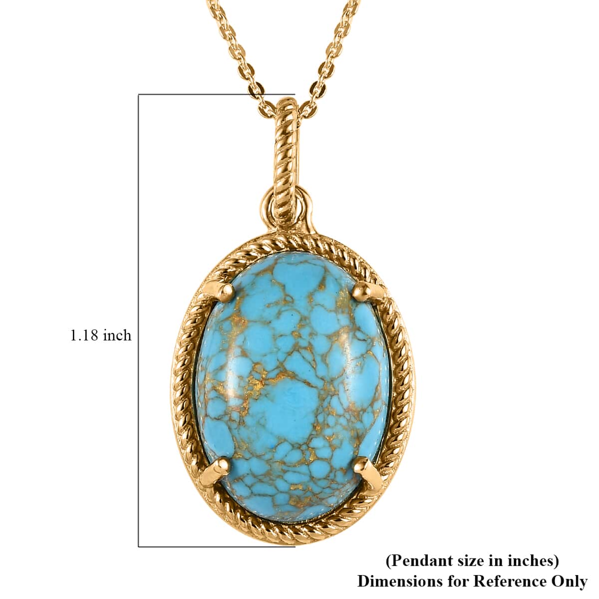 Blue Mojave Turquoise Oval Shape Pendant Necklace 20 Inches in Vermeil YG Over Sterling Silver 9.40 ctw image number 6