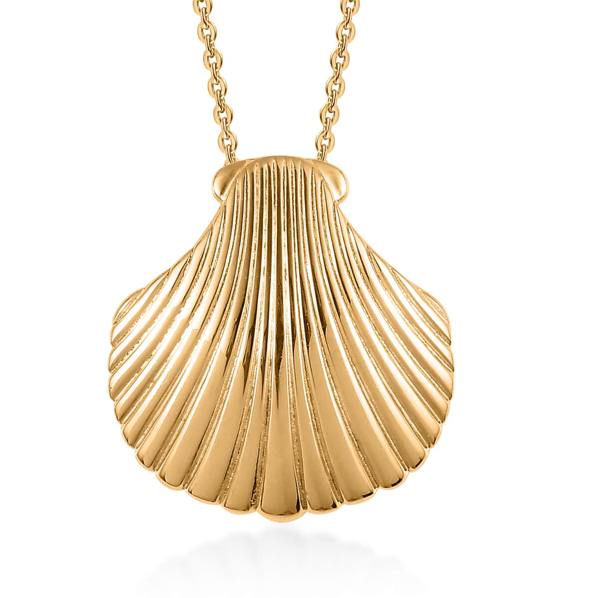 Vermeil Yellow Gold Over Sterling Silver Sea Shell Pendant Necklace 20 Inches 4.65 Grams image number 0