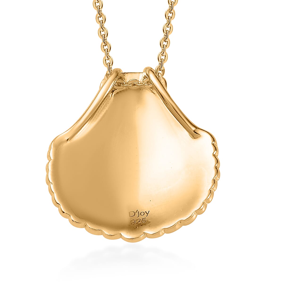 Vermeil Yellow Gold Over Sterling Silver Sea Shell Pendant Necklace 20 Inches 4.65 Grams