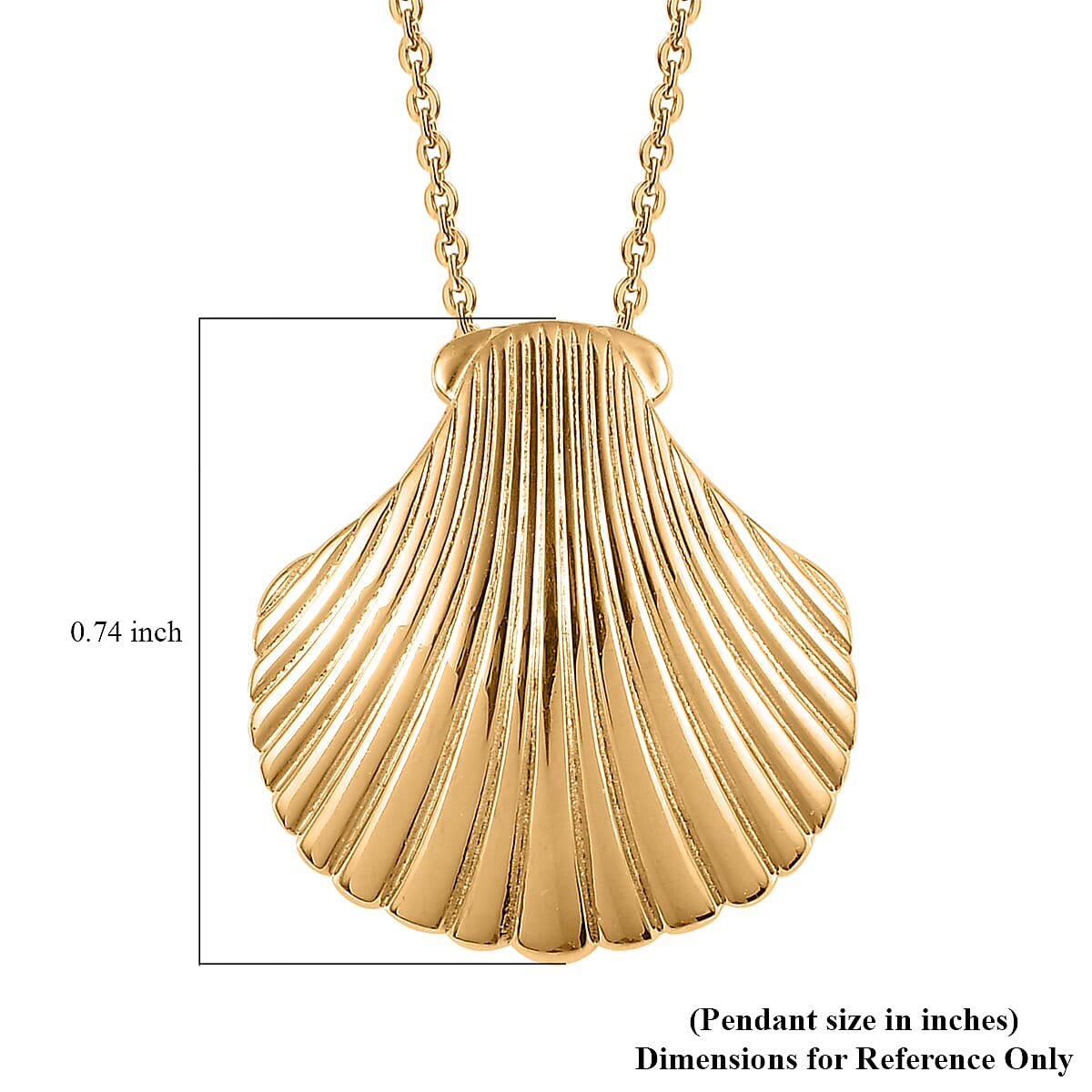 Vermeil Yellow Gold Over Sterling Silver Sea Shell Pendant Necklace 20 Inches 4.65 Grams
