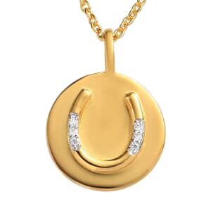 Moissanite Horseshoe Pendant Necklace 20 Inches in Vermeil YG Over Sterling Silver