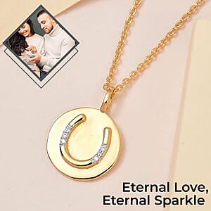 Moissanite Horseshoe Pendant Necklace 20 Inches in Vermeil YG Over Sterling Silver