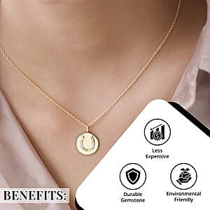 Moissanite Horseshoe Pendant Necklace 20 Inches in Vermeil YG Over Sterling Silver