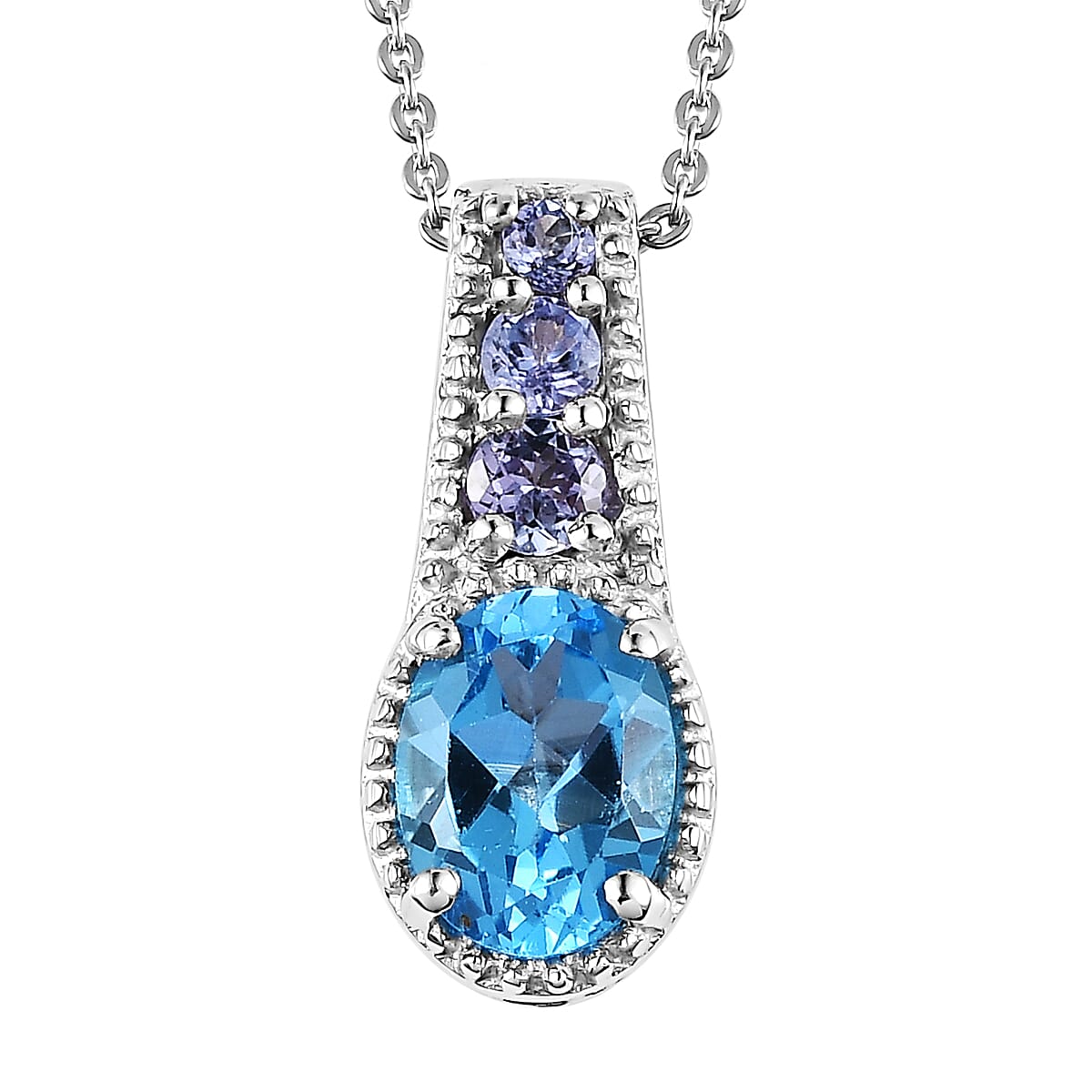 Marambaia Topaz and Tanzanite Ring and Pendant Necklace 20 Inches in Platinum Over Sterling Silver 3.40 ctw image number 6