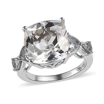 White Topaz Ring (Size 5.0) and Pendant Necklace 20 Inches in Platinum Over Sterling Silver 15.25 ctw