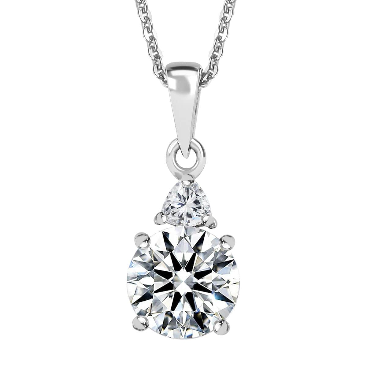 Moissanite 2.00 ctw Pendant Necklace,  20 Inch Pendant Necklace, Platinum Over Sterling Silver Pendant Necklace, Moissanite Jewelry, Gift For Her image number 0