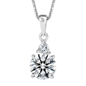 Moissanite 2.00 ctw Pendant Necklace,  20 Inch Pendant Necklace, Platinum Over Sterling Silver Pendant Necklace, Moissanite Jewelry, Gift For Her