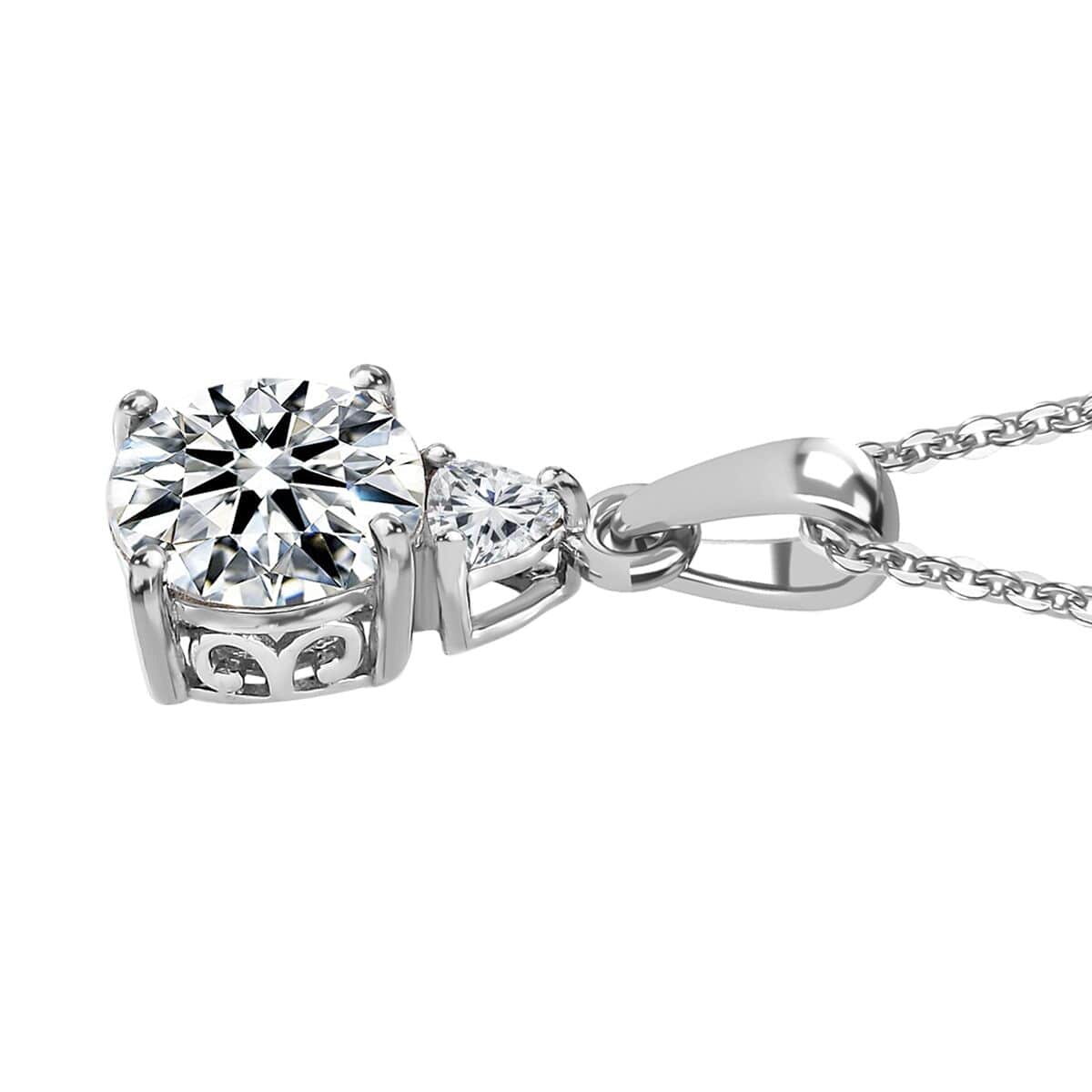 Moissanite Pendant Necklace 20 Inches in Platinum Over Sterling Silver 2.00 ctw (Del. in 5-7 Days) image number 3