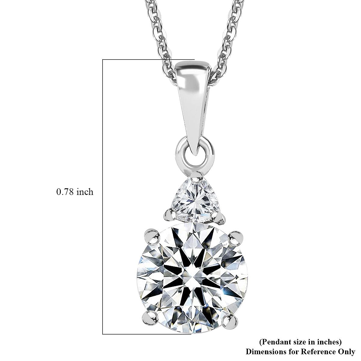 Moissanite 2.00 ctw Pendant Necklace,  20 Inch Pendant Necklace, Platinum Over Sterling Silver Pendant Necklace, Moissanite Jewelry, Gift For Her