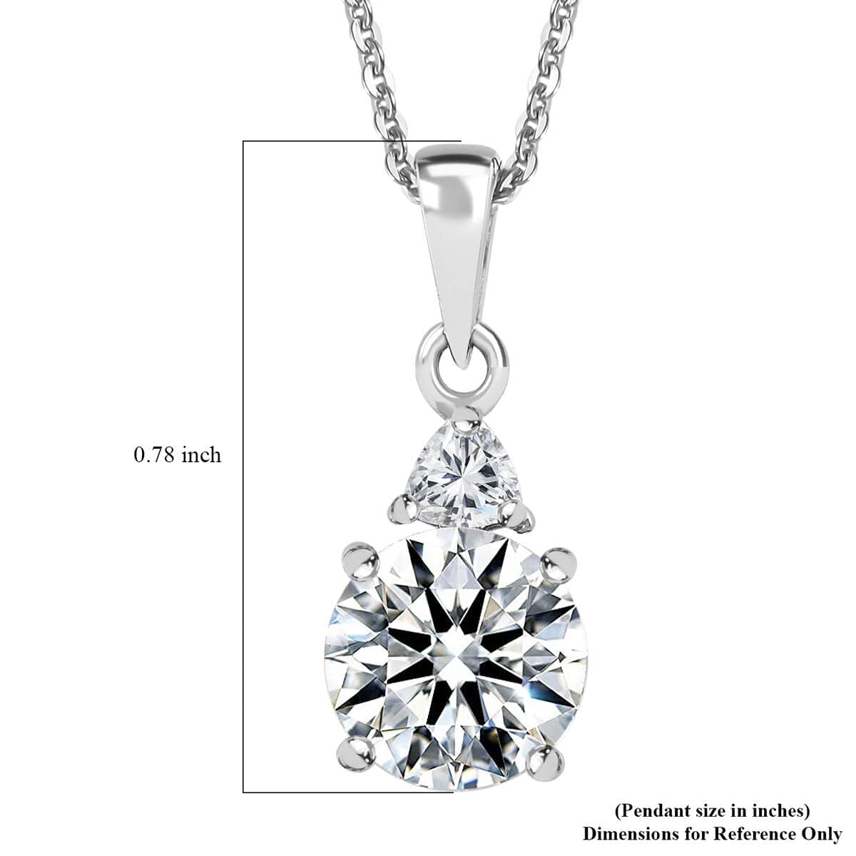 Moissanite Pendant Necklace 20 Inches in Platinum Over Sterling Silver 2.00 ctw (Del. in 5-7 Days) image number 6