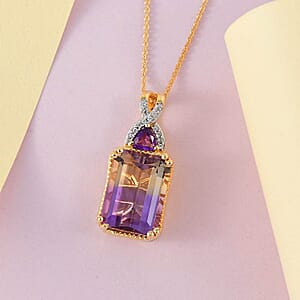 AAA Anahi Ametrine and Multi Gemstone Pendant Necklace 20 Inches in Vermeil Yellow Gold Over Sterling Silver 7.50 ctw