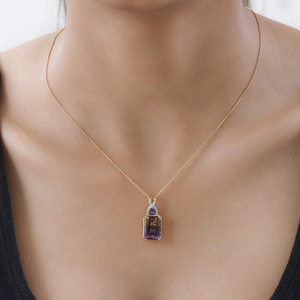 AAA Anahi Ametrine and Multi Gemstone Pendant Necklace 20 Inches in Vermeil Yellow Gold Over Sterling Silver 7.50 ctw image number 1