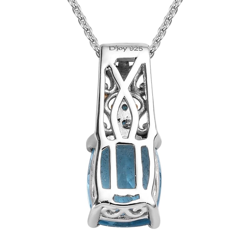 Marambaia Topaz and Malgache Neon Apatite Pendant Necklace 20 Inches in Vermeil Yellow Gold and Platinum Over Sterling Silver 2.35 ctw