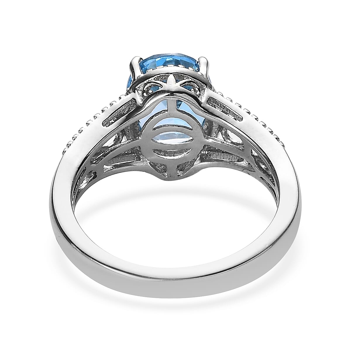 Marambaia Topaz, White Zircon Ring (Size 10.0) and Pendant Necklace (20 Inches) in Platinum Over Sterling Silver 4.25 ctw