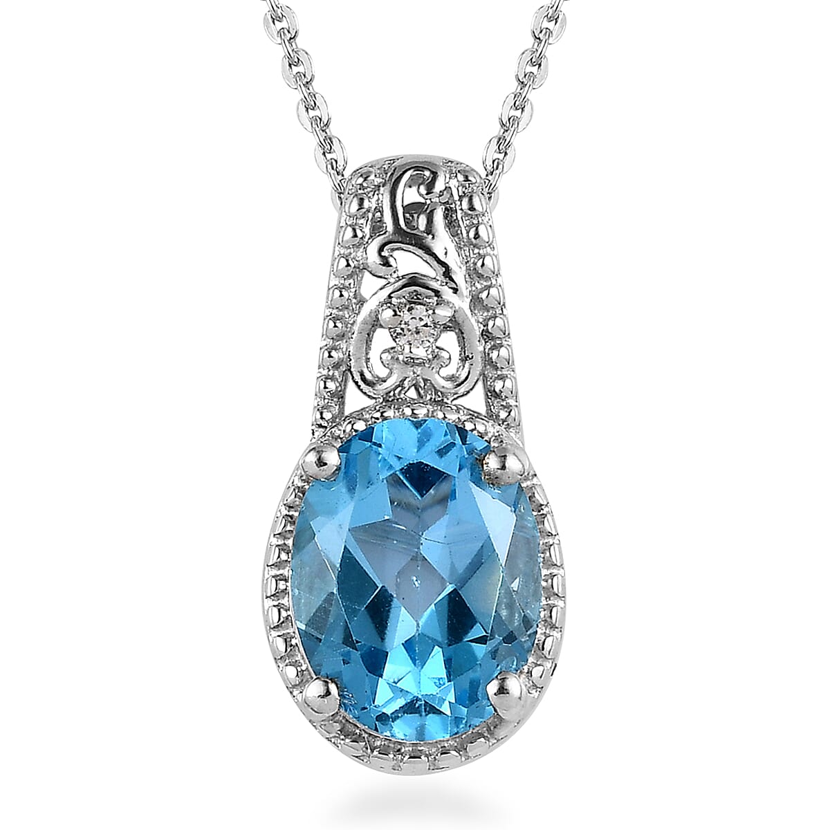 Marambaia Topaz, White Zircon Ring (Size 10.0) and Pendant Necklace (20 Inches) in Platinum Over Sterling Silver 4.25 ctw