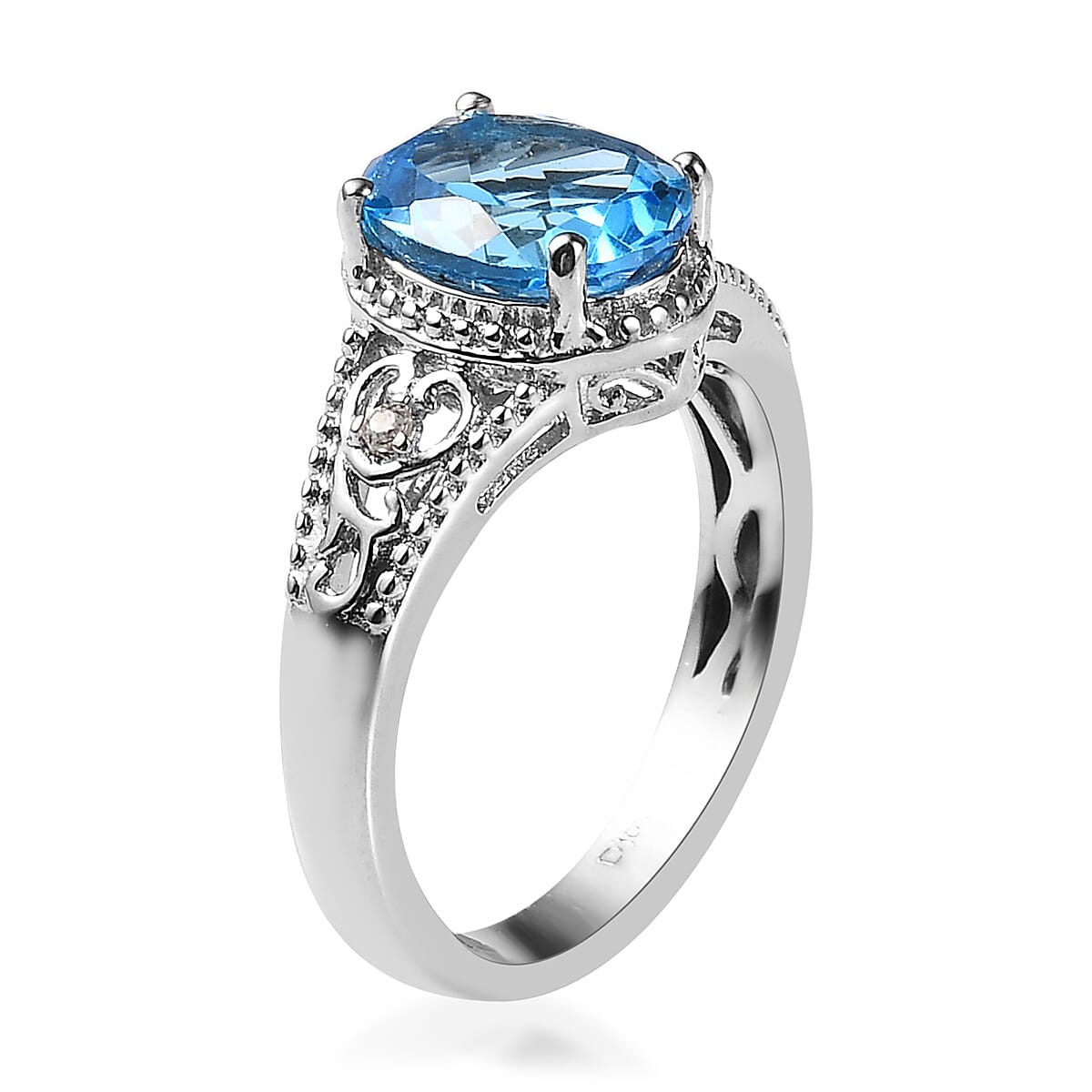 Marambaia Topaz, White Zircon Ring (Size 10.0) and Pendant Necklace (20 Inches) in Platinum Over Sterling Silver 4.25 ctw image number 3