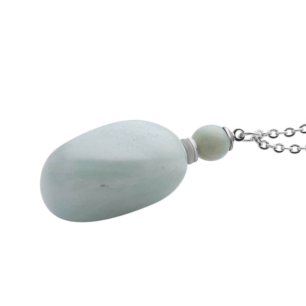 Amazonite 90.00 ctw Perfume Bottle Pendant Necklace 24 Inches in Silvertone image number 2