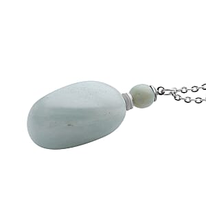 Amazonite 90.00 ctw Perfume Bottle Pendant Necklace 24 Inches in Silvertone
