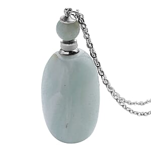Amazonite 90.00 ctw Perfume Bottle Pendant Necklace 24 Inches in Silvertone