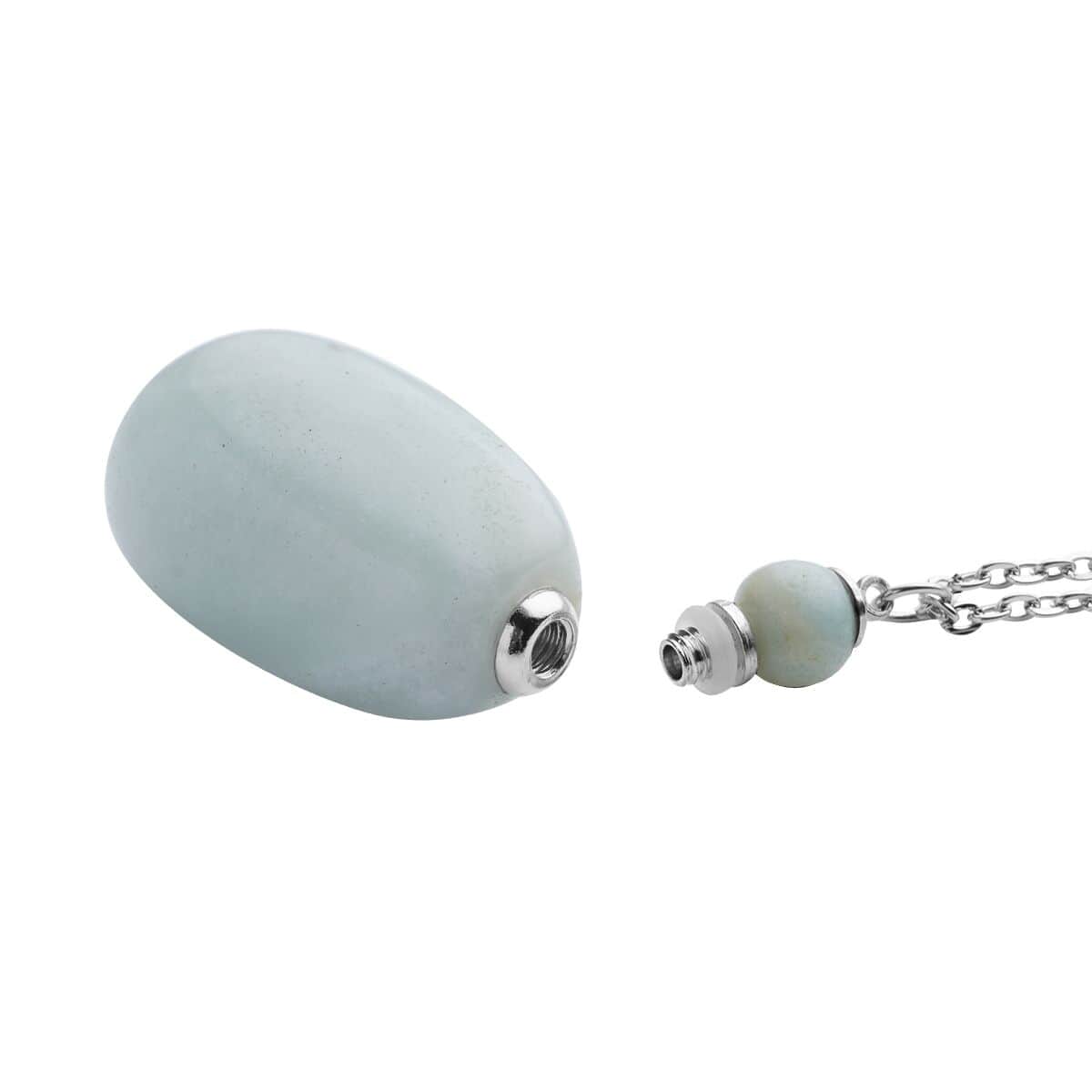 Amazonite 90.00 ctw Perfume Bottle Pendant Necklace 24 Inches in Silvertone image number 4